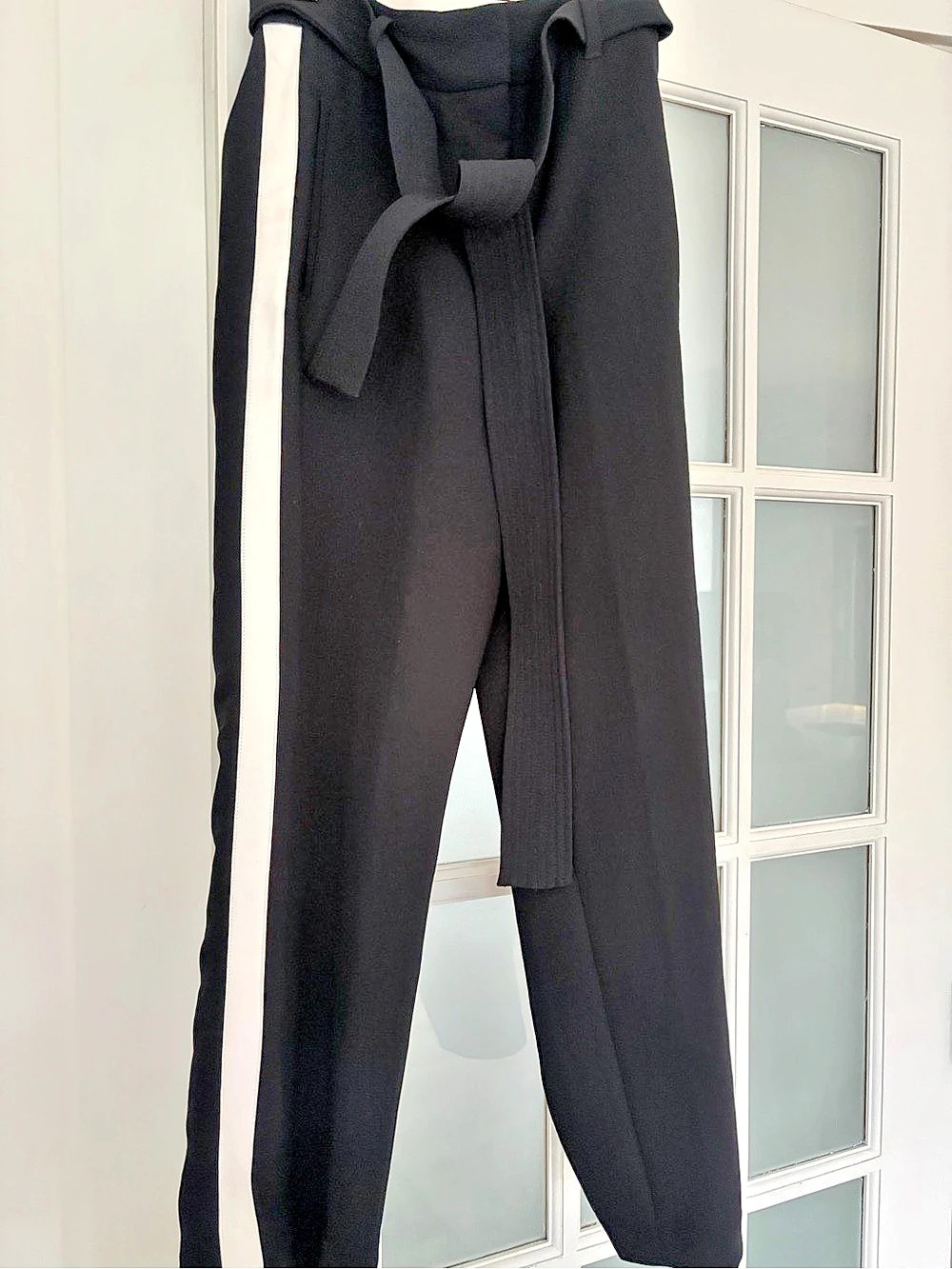 wilfred Tie-Front Pant Wide Leg Pants in Black & White Size 00